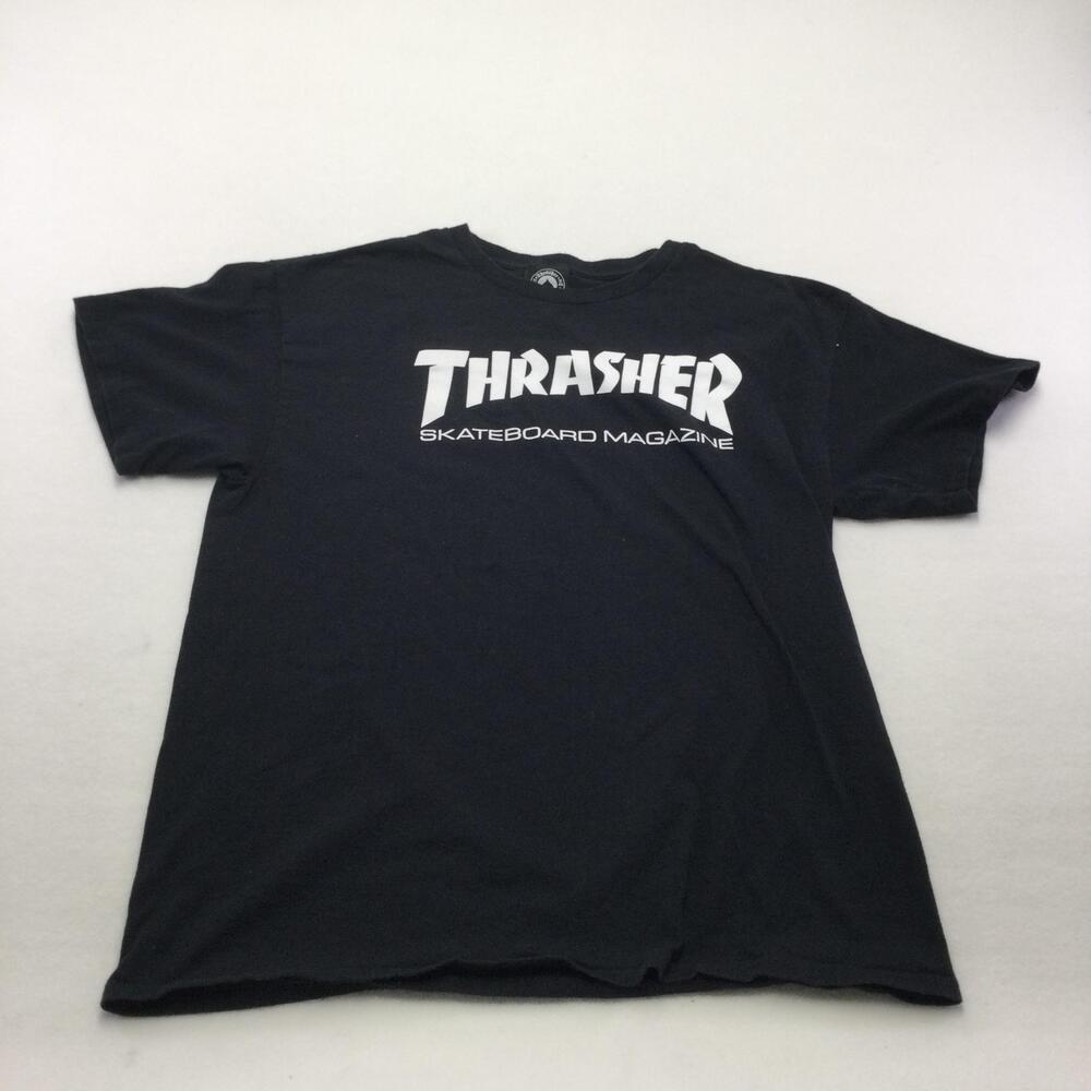 Thrasher Shirt Mens Large Black Skateboard Magazine Logo Graphic Tee Skate
